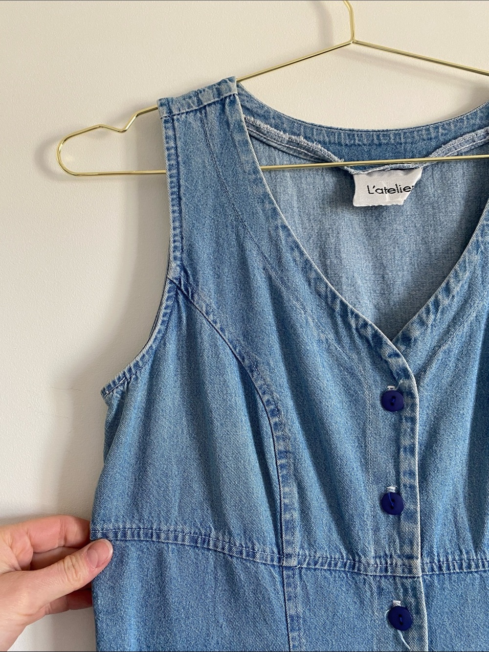 L’atelier Vintage Denim Button Front Midi Dress | Cotton | M - Picture 4 of 6